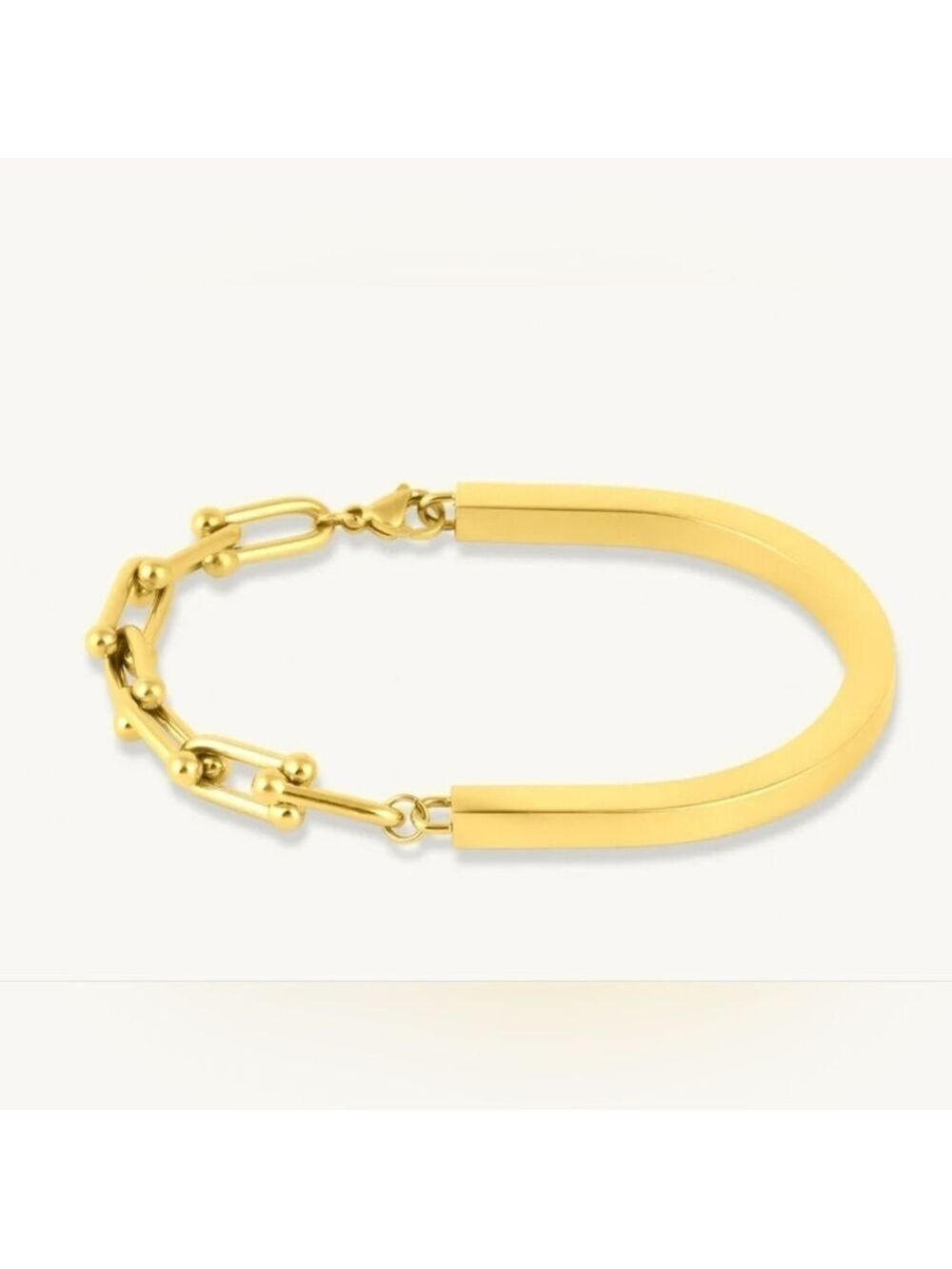 Modern 18k Gold Plated Link Bracelet – Luxury Geometric Chain Bangle